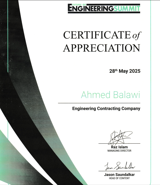 Future of Engineering Summit Certificate